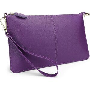 RFID Blocking Grape Purple Chain Wristlet Purse Women Small Clutch Zipper Pocket